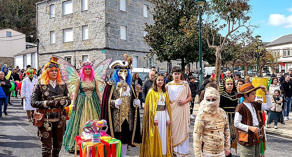 Celebración del Entroido o Carnaval en Castroverde, municipio de Lugo, Galicia